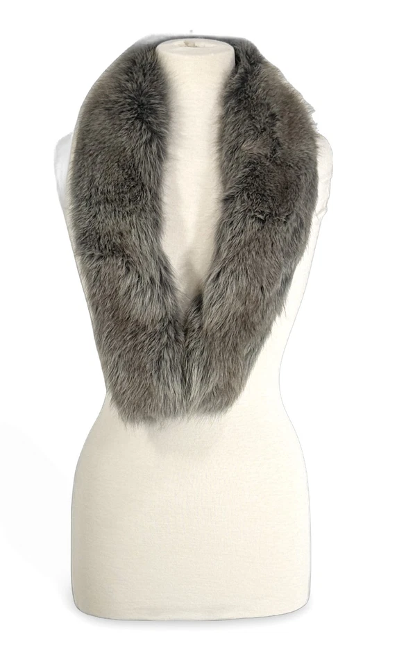 Mantón de piel vintage para mujer bufanda gris estilo clásico Foto 3 de 4