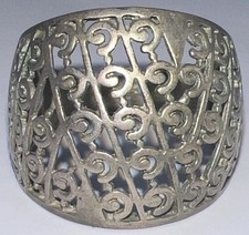 Wide Swirl Design Open Domed Sterling Silver Ring Size 8 5.35g 