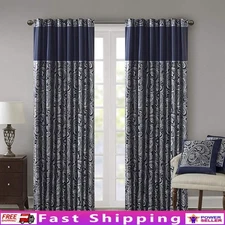 Elegant Room Darkening Paisley Jacquard Curtain Panels Set of 2 Faux Silk Piping