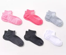 Tommie Copper Pink Dot 6Pk SnugStay Ankle Compression Socks - Medium