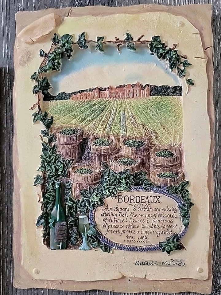 Placa de pared de resina 3D con motivo de vino de Naomi McBride Francia escenas de viñedo -6 x 4 Foto 4 de 4