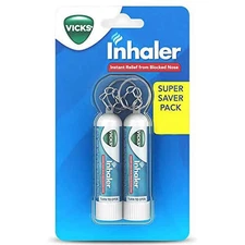 Vicks Inhaler 0.5ml (2 Pack) with Keychain– Portable Menthol Stick, Travel Ready