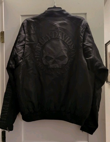 Harley Davidson Bomber Jacket Skull Black XL Motorcycles Willie G Nylon Mesh - Picture 10 of 11