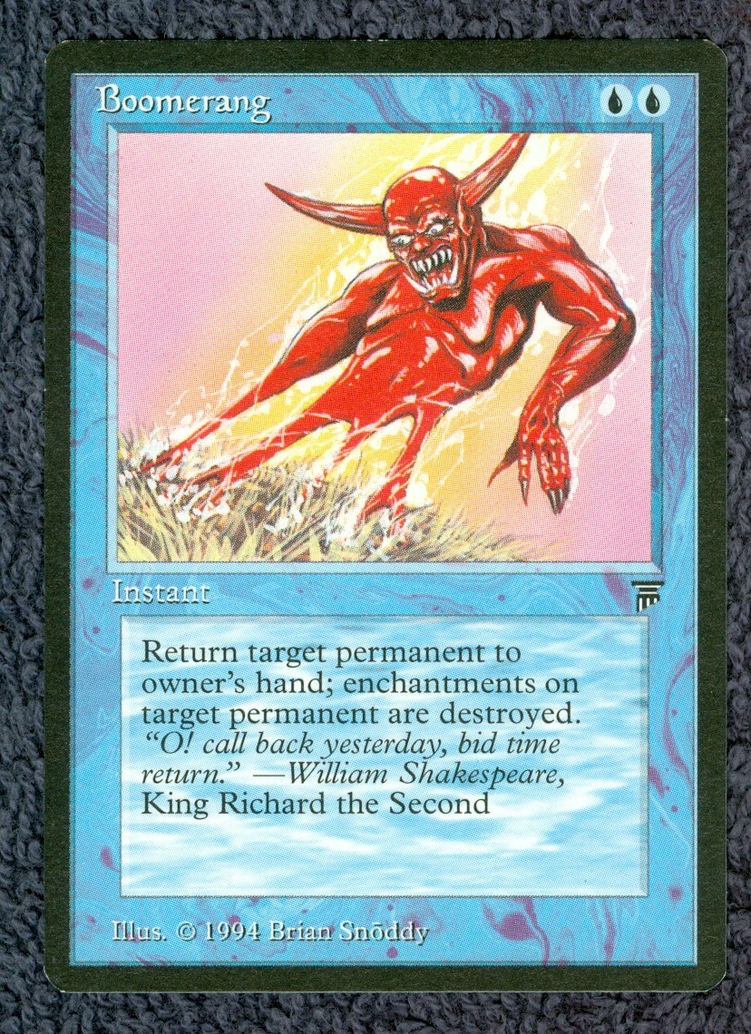 BOOMERANG  common  1994 LEGENDS  Magic the Gathering  Unplayed  Near mint