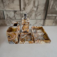Natural Agate Stone Bathroom Set 5-Piece Luxury Crystal Vanity Accessories