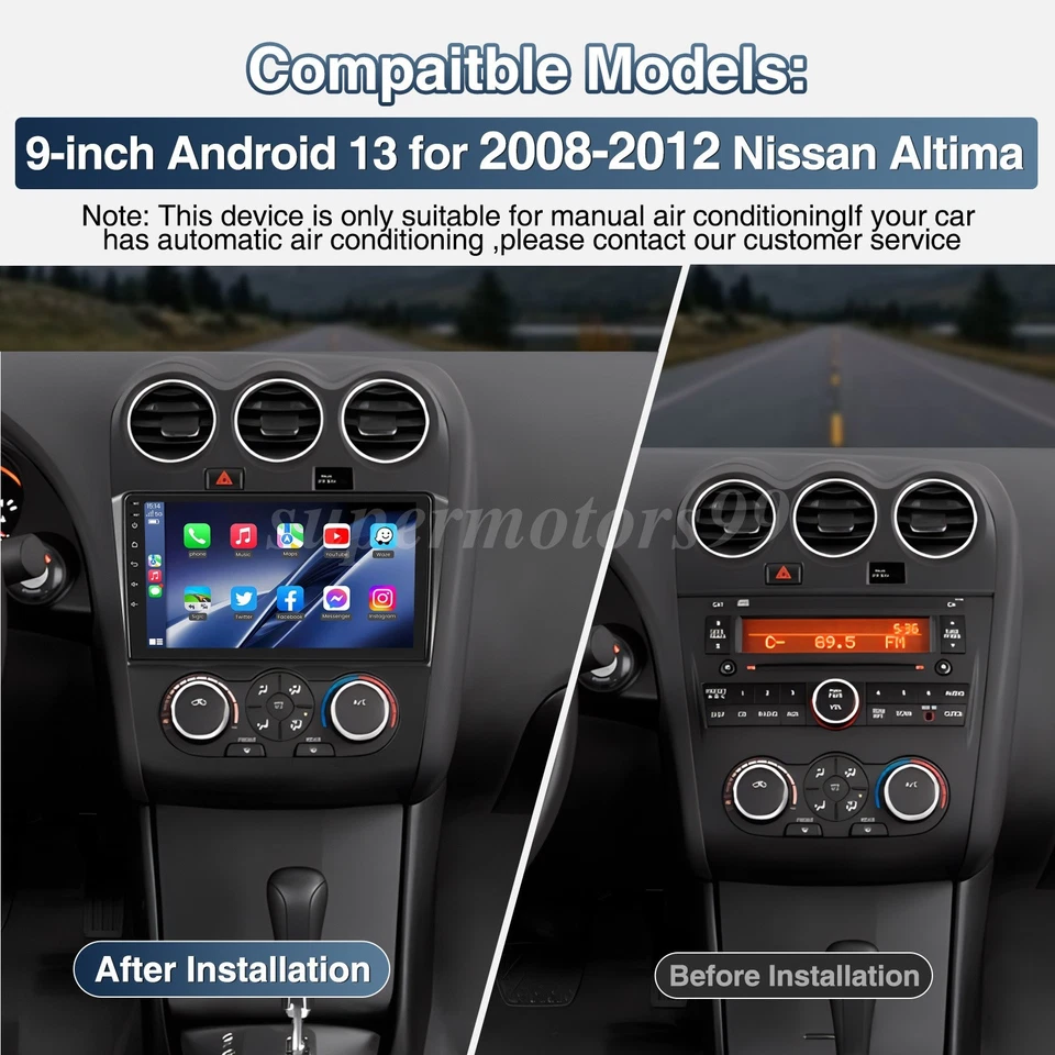 For 2008-2012 Nissan Altima Apple CarPlay Car Radio Android 14 GPS Stereo 2+32GB Foto 4 de 4