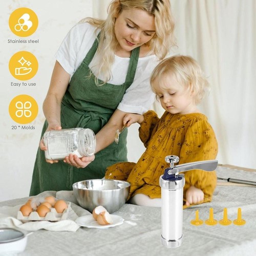 Cookie Stainless Steel Spritz Cookie,Icing Kit with 20 Cookie Mold Discs - Picture 8 of 10