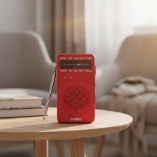 Portable AM FM Radio with Tuning Light, Clip, Excellent Reception - 30 Value
