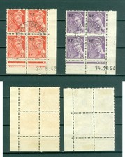 France. 1942 +1944. 2.-4-Block Plate With # & Cancel.Overprint RF . Sc# 500-501.