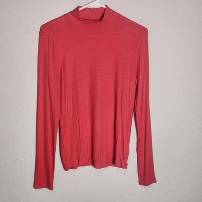 American Eagle Soft & Sexy Rib Top Womens Medium Red Mock Neck Long Sleeve