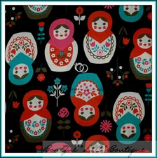 BonEful Fabric FQ Cotton Quilt VTG Russian Doll Matryoshka Nesting Toy Japan Kid
