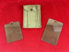 Original WW2 U.S. Army Soldier's Field Shaving Mirror Set w/ Khaki Case Pouch