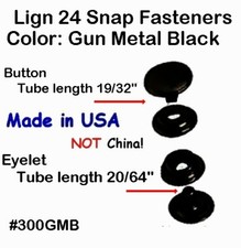 20 Sets Gun Metal Black LEATHER Canvas Snap Fasteners No TOOLS