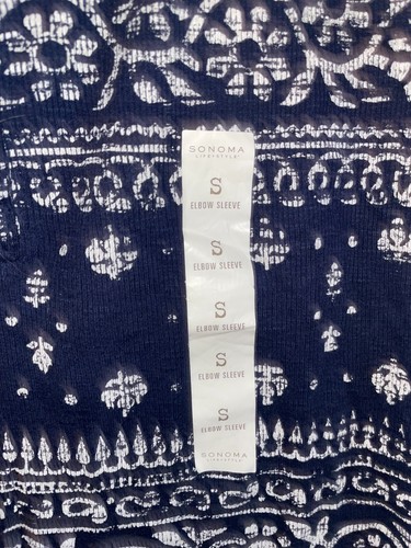 Sonoma Top Women S Blue Floral Henley V Neck Pullover Shirt Short Sleeve Casual - Picture 3 of 6