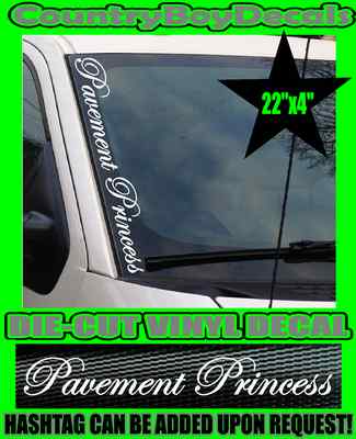 Pavement Princess Vertical Pillar Windshield Vinyl Decal Sticker
