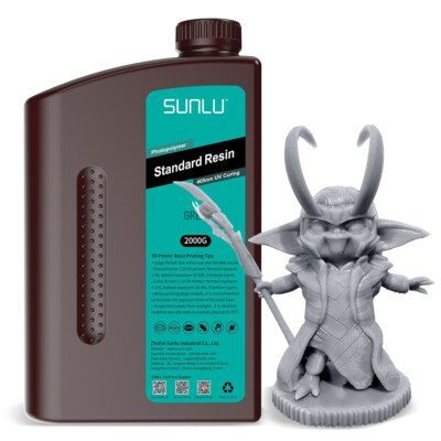 SUNLU 2KG 405nm UV Fast Curing Standard Resin for LCD/DLP/SLA 3D Printer Gray
