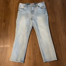 KUT from the Kloth High Rise Catherine Crop Straight Leg Jeans Denim Size 14