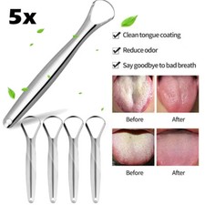 5 Pack Tongue Scraper Stainless Steel Reduce Bad Breath for Adults Kid Oral Care