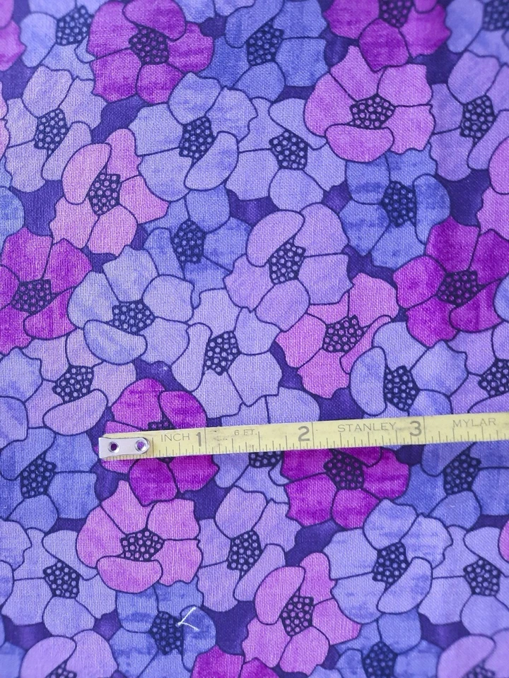Quilting Fabric 43" X 24"+ Springs Creative CP 29173 Flower Petals Floral Purple - Image 2 of 4