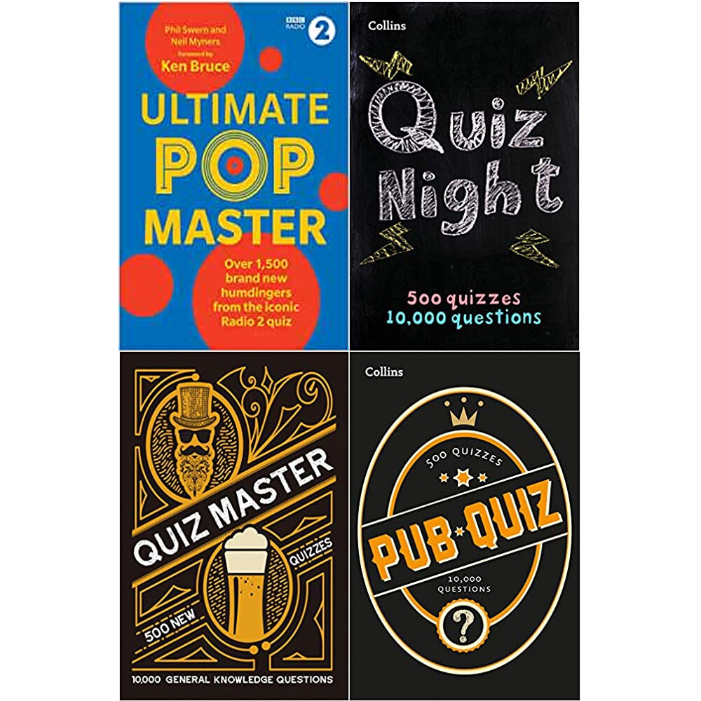 Ultimate PopMaster,Collins Quiz Night,Collin Quiz Master Collins Pub 4 Books Set
