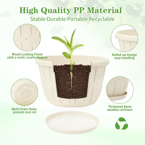 10 Inch Plastic Flower Pots for Indoor Plants,4 Pack Large Outdoor Planter Pot w - Picture 2 of 12