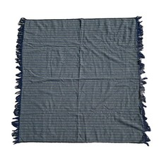Blue Grey Wool-Like Material, Throw Blanket - Handmade