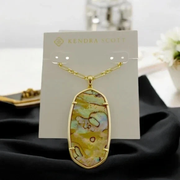 Collar Colgante Largo Kendra Scott Facetado Reid Blanco Abulón De Colección. Foto 4 de 4