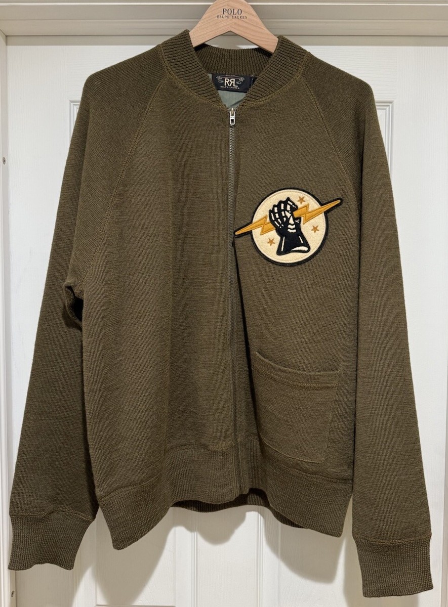 Bnwts RRL Ralph Lauren Wool Lightning Bolt Bomber Sz. XXL Bnwts RRL Ralph Lauren Wool Lightning Bolt Bomber Sz. XXL