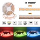 10M Reel DC 24V LED COB Seamless Strip Light 1CM/Cut 264LEDs/M IP20/IP65 Tape