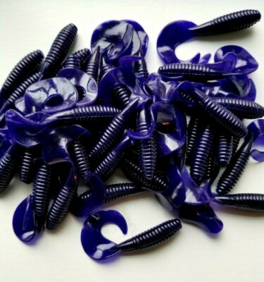 100 pk - 3'' Grub Lure - BLACK GRAPE-Chub Grub Chubby Grubby-SALT & SCENT-USA