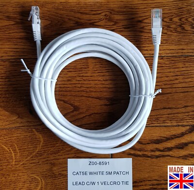 5 m massives Kupfer Cat5e Ethernet RJ45 Kabel LAN Netzwerk Daten Breitband Patchkabel