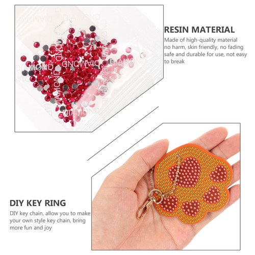 Cat Claw Keychain Child Rhinestone Decoration Resin Drill Keyring - 第 9/12 張圖片