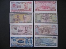 VIETNAM  500 + 1000 + 2000 + 5000 Dong 1988/91  (P101 + P106 + P107 + P108)  UNC