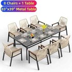 Outdoor Dining Table Sets Patio Dining Sets Wicker Chair Metal Table Sets 9Pcs