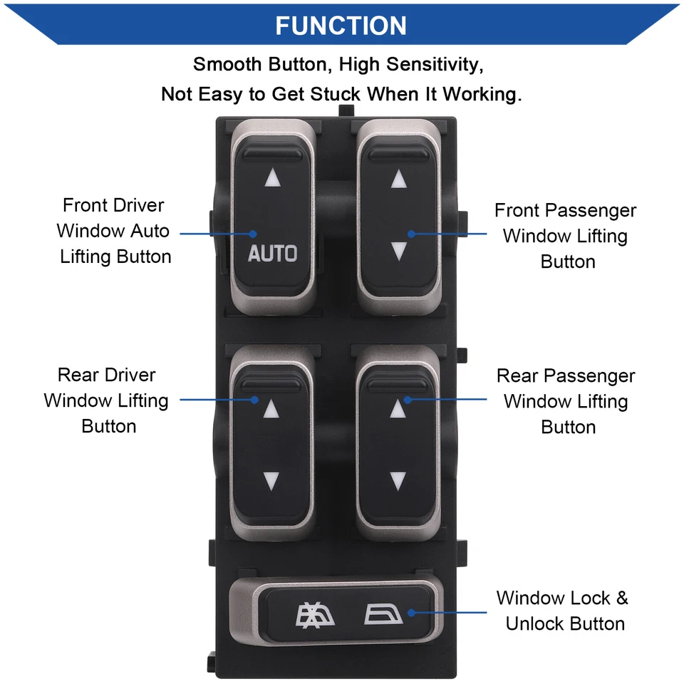 Master Window Switch Control for Lincoln Town Car 2003 2004 2005 2006 2007 2008 Foto 2 de 4