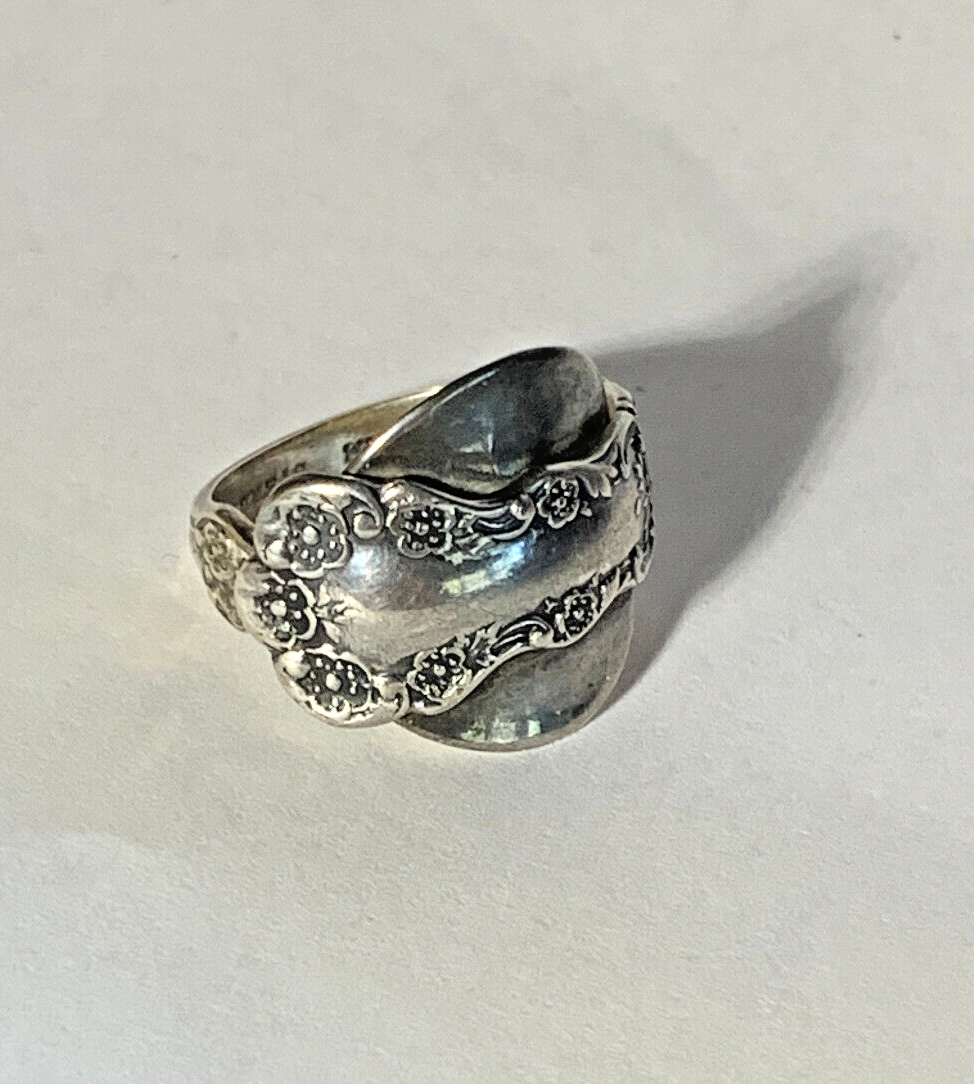 VTG Gorham Sterling Silver Signed Spoon Ring Size Childs Pinky Unusual  Backing