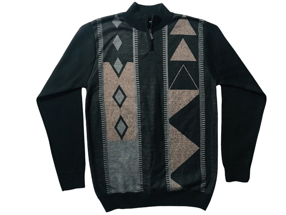 Mens's Argile Sweater SAHARA CLUB Black Brown/Large 100%Polyester Zip Pullover - Image 3 of 4