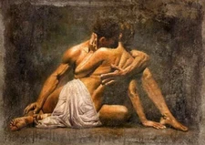 LMOP1067L 100% handmade painted Hugging together lover oil painting art canvas