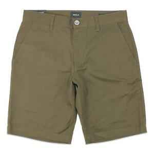 RVCA Mens Weekend Stretch Chino Shorts Chocolate 32 New