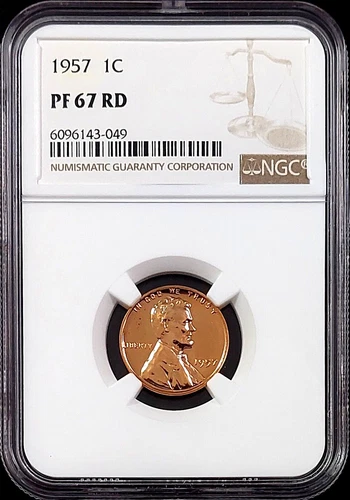 1957 Proof Lincoln Cent certified PF 67 RD by NGC!  sku 43049