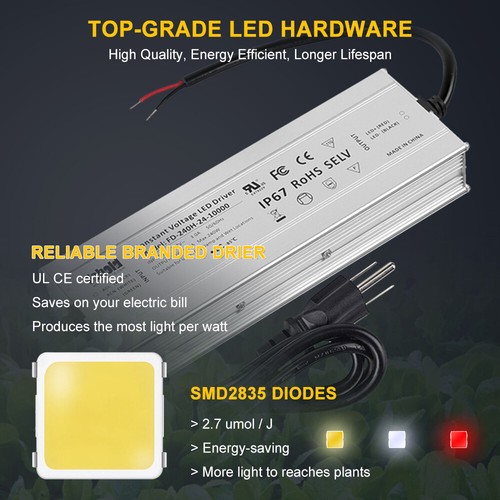 640W Foldable w/ Samsung LED Grow Lights Bar Strip Indoor Hydroponics 2.9 μmol/J - Picture 6 of 12