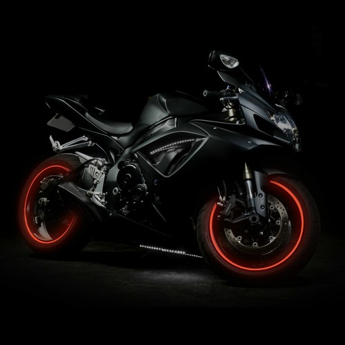 17" Reflective Motorcycle Rim Stripes Black Wheel Decals Tape For Ducati,Honda - Picture 2 of 9