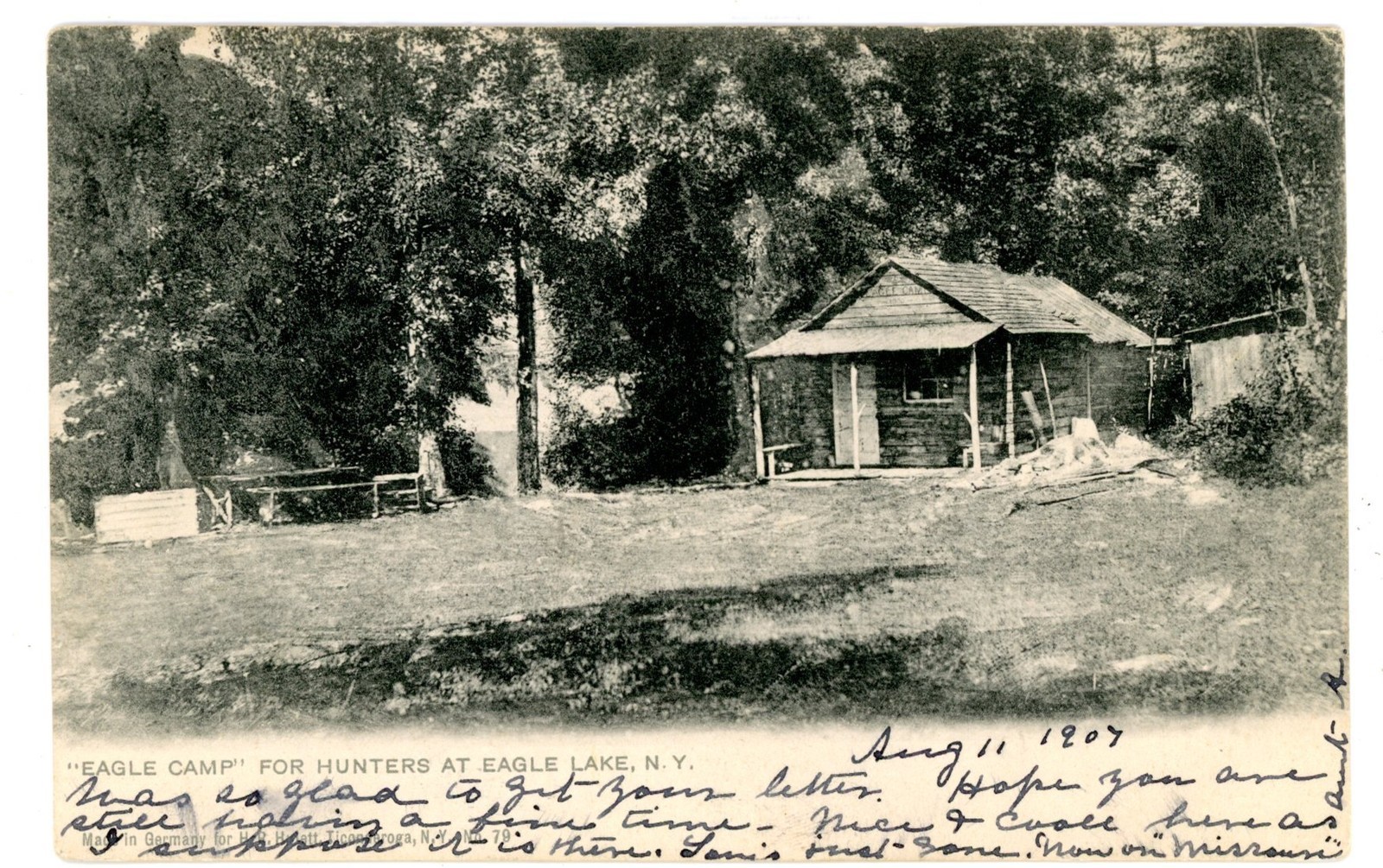 Eagle Lake NY EAGLE CAMP FOR HUNTERS Postcard Adirondacks eBay
