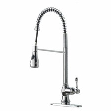 Stainless Steel Single Handle Arc Spiral Spring Pull Out Kitchen Sink Faucet