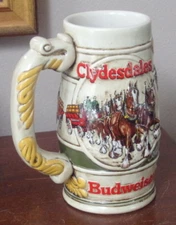 Vintage 1983 Budweiser Holiday Stein Mug, Anheuser Busch Logo, Clydesdales