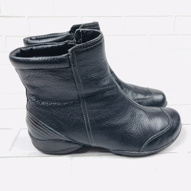 Hush Puppies Women's Black Leather Size 5.5 Zip Up Casual Bootie Ankle