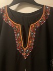 New Caviar Black Heirloom Long Kaftan Lounge Dress Kashmir Embroidered Floral — photo 5