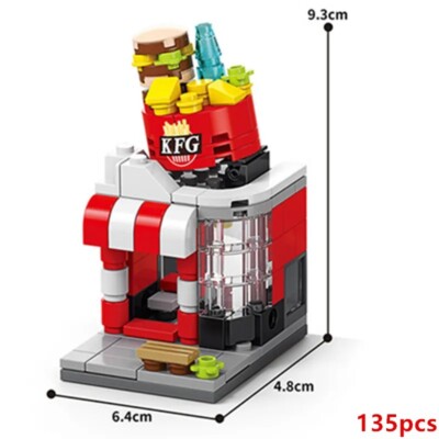 KFC Style Restaurant Burger Spielzeug Mini Baustein MOC Konstruktionsspielzeug Block