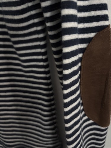 Lauren Ralph Lauren Shirt Womens Small Medium Black White Stripe , Elbow Patch - Picture 3 of 8