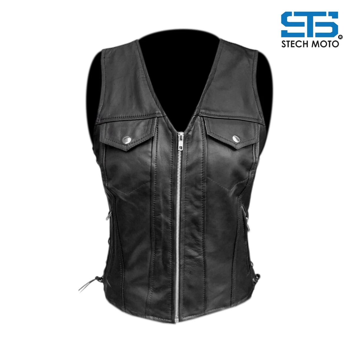 Gilet In Vera Pelle Winnet Stile Chiodo – Giubbotto Smanicato Da Moto Custom Vintage